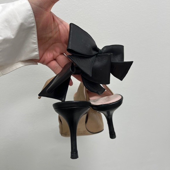 Kate Spade tan x black bow mules - Picture 2 of 7